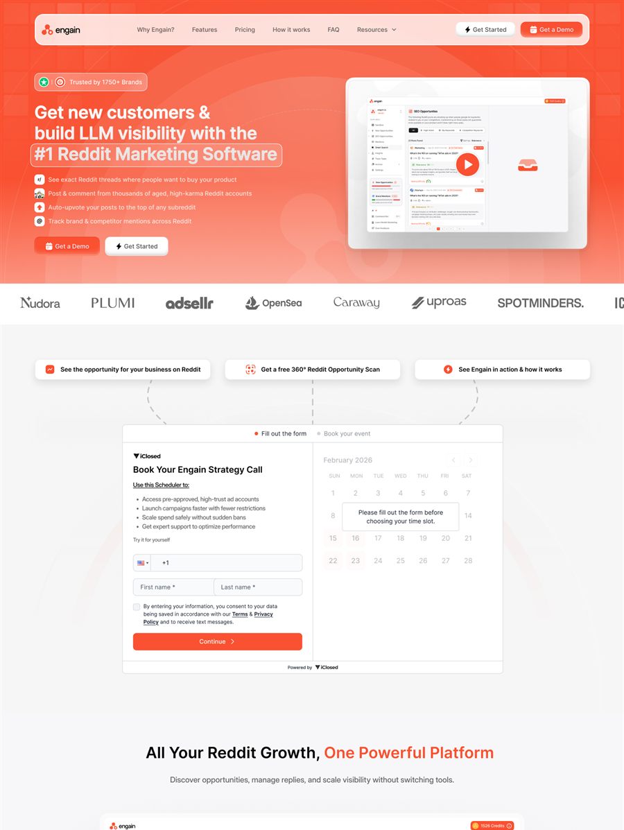 Engain landing page